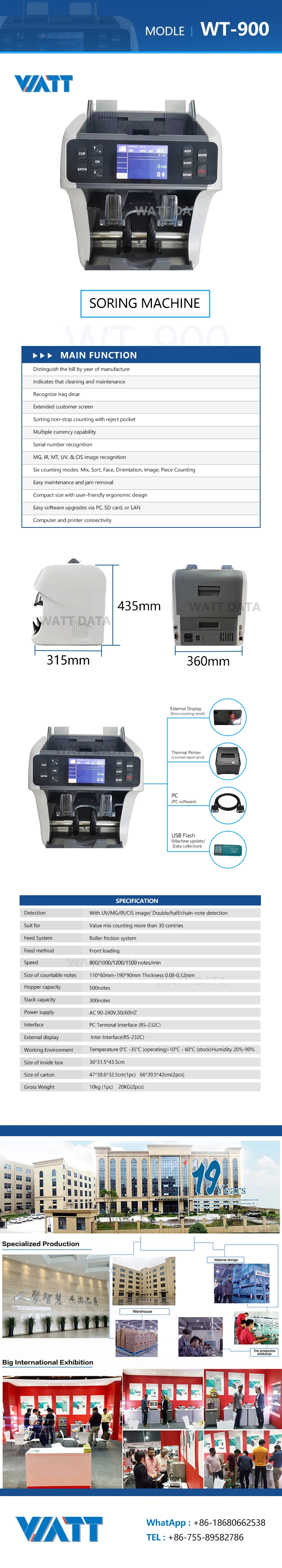 USD CAD Xof Multi Currencies Money Counting and Sorting Machine, Banknote Sorter, Mix Currency Counter and Sorter, Mix Money Sorting Machine, Fake Money Counter