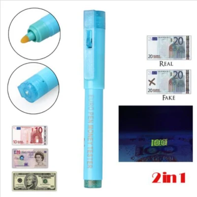 2 in 1 偽造紙幣検出器ペン紙幣テスターペン UV ブラックライト通貨検出器
